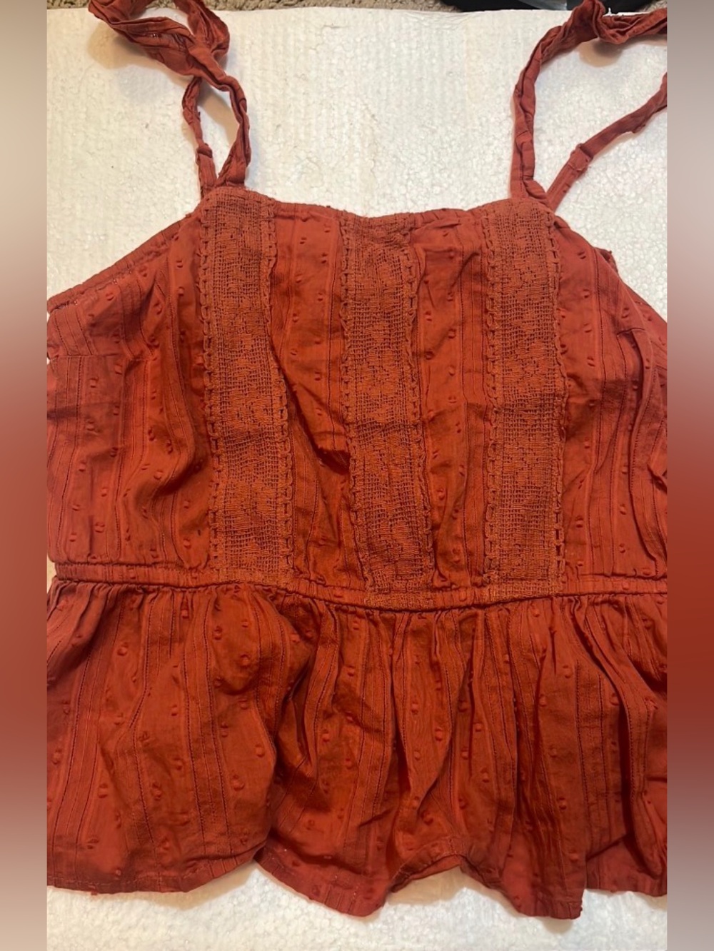 ♥️Planet Gold Rust Orange Smocked Cotton Top